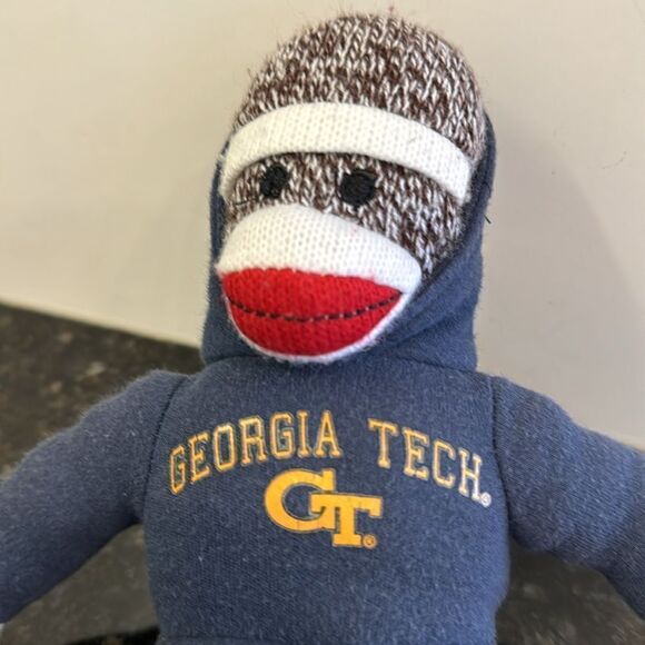 GEORGIA TECH YELLOW JACKETS 12” SOCK MONKEY W/ SCHOOL NAME, GT LOGO ON SHIRT* - Picture 2 of 8